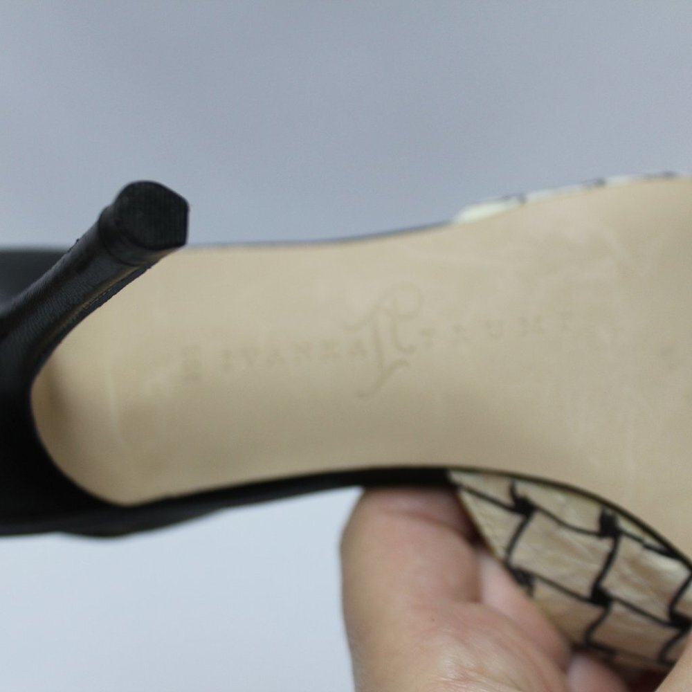 Ivanka Off-White and Black Slingback Heels - Picture 8 of 10